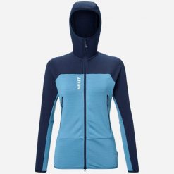 Bluza turystyczna damska Millet Fusion Grid Hoodie active fit Polartec PowerGrid. Niebieskie bluzy z kapturem damskie Millet, s, z elastanu. Za 749.00 zł.