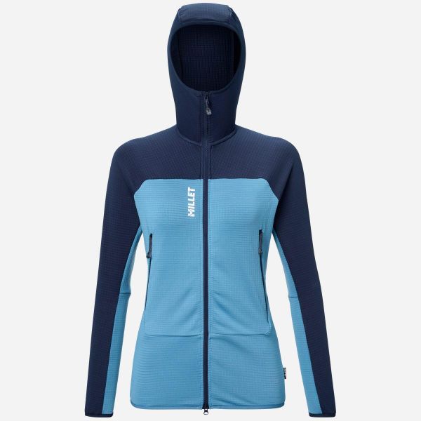 Bluza turystyczna damska Millet Fusion Grid Hoodie active fit Polartec PowerGrid. Niebieskie bluzy z kapturem damskie Millet, s, z elastanu. Za 449.00 zł.