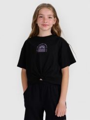 4F T-shirt oversize crop top z nadrukiem dziewczęcy - czarny 134 (8-9 lat). Czarne koszulki dziewczęce 4f, bez wzorów, z dzianiny, bez ramiączek. W wyprzedaży za 19.99 zł.