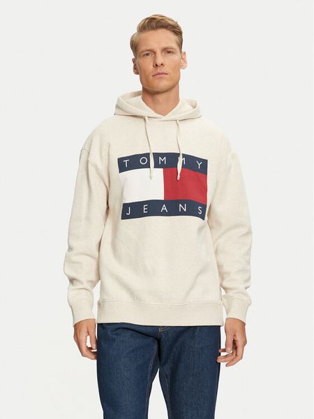 Tommy Jeans Bluza DM0DM20591 Beżowy Relaxed Fit. Brązowe bluzy bez kaptura męskie Tommy Jeans, m, z bawełny. Za 389.99 zł.