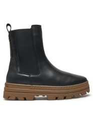 Marc O'Polo Sztyblety 409 16955001 100 Czarny. Czarne botki damskie Marc O´Polo, ze skóry, bez obcasa, na płaskiej podeszwie, bez zapięcia. Za 599.99 zł.