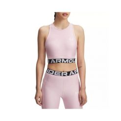 Biustonosz Under Armour HEATGEAR RIB TANK. Czerwone biustonosze sportowe damskie Under Armour, bez wzorów, z elastanu. Za 148.30 zł.
