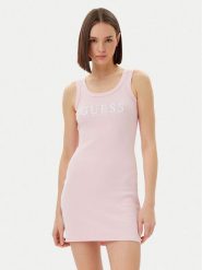 Guess Sukienka codzienna V5GK06 K8RT2 Różowy Slim Fit. Czerwone sukienki damskie Guess, na co dzień, xxs, z aplikacjami, z wiskozy, bez kołnierzyka, bez ramiączek, proste. Za 179.99 zł.