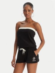 Juicy Couture Kombinezon Applique Terry JCWFP126316 Czarny Regular Fit. Czarne kombinezony damskie Juicy Couture, xs, bez wzorów, z bawełny, bez kołnierzyka, bez ramiączek. Za 299.99 zł.