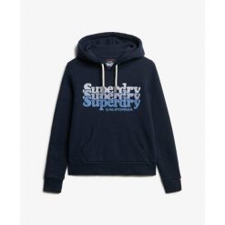 Bluza damska z kapturem Superdry Stacked. Niebieskie bluzy z kapturem damskie Superdry., s. Za 385.15 zł.