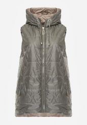 Zielona Kamizelka z Nieodpinanym Kapturem i Geometrycznym Pikowaniem Kalousa. Zielone kamizelki damskie Born2be, l, z dresówki. Za 139.99 zł.