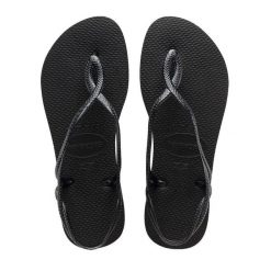 Klapki Havaianas Model 4129697 Kolor Czarny. Czarne klapki damskie Havaianas, bez wzorów, z gumy, bez obcasa. Za 184.50 zł.