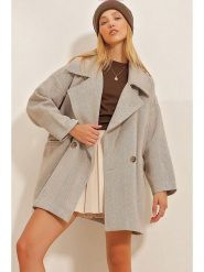 Trend Alaçatı Stili Płaszcz przejściowy w kolorze beżowym rozmiar: L. Brązowe płaszcze damskie Trend Alaçatı Stili, l, bez wzorów. Za 153.45 zł.