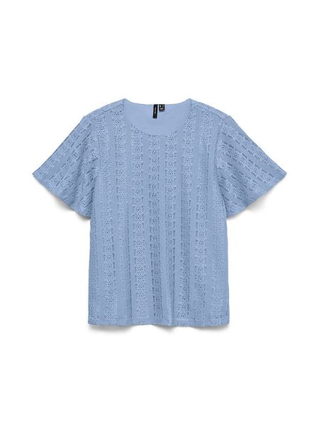 Vero Moda Bluzka w kolorze błękitnym rozmiar: M. Niebieskie bluzki damskie Vero Moda, m, bez wzorów, z koronki, bez kołnierzyka, bez ramiączek. Za 101.94 zł.