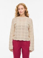 Vila Sweter "Viwave" w kolorze beżowym rozmiar: XL. Brązowe swetry klasyczne damskie Vila, xl, bez kołnierzyka. Za 109.95 zł.