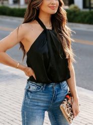 Milan Kiss Top w kolorze czarnym rozmiar: L. Czarne topy damskie Milan Kiss, l, bez wzorów, bez kołnierzyka. Za 93.94 zł.