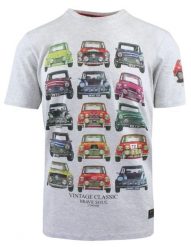 Bawełniany T-Shirt, Męski - Brave Soul - Retro Auta - Popielaty. Szare t-shirty męskie Brave Soul, na lato, l, bez wzorów, z bawełny, bez kołnierzyka. Za 57.00 zł.