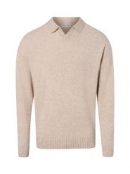 Jack & Jones sweter z dzianiny z domieszką wełny Mężczyźni beżowy, S. Brązowe swetry męskie Jack & Jones, m, bez wzorów, z dzianiny, bez kołnierzyka. Za 249.95 zł.
