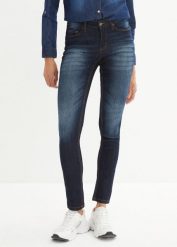 Jeansy ze stretchem skinny, mid waist. Niebieskie jeansy damskie bonprix. Za 124.99 zł.