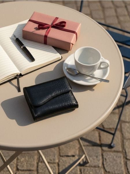 Czarny portfel z imitacji skóry krokodyla - czarny. Czarne portfele damskie Sinsay, bez wzorów, ze skóry. Za 29.99 zł.