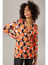 Aniston Bluzka w kolorze jasnobrązowo-czarno-pomarańczowym rozmiar: 40. Brązowe bluzki damskie Aniston, bez wzorów, z wiskozy, bez kołnierzyka, bez ramiączek. Za 65.99 zł.