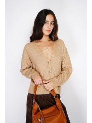 ASSUILI Kaszmirowy kardigan w kolorze jasnobrązowym rozmiar: 38. Brązowe kardigany damskie Assuili, bez wzorów, z kaszmiru. Za 147.91 zł.