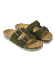 Mandel Skórzane klapki w kolorze khaki rozmiar: 37. Brązowe klapki damskie Mandel, bez wzorów, ze skóry, bez obcasa. Za 121.99 zł.