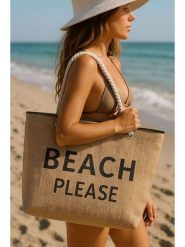 Lucky Bees Torba plażowa w kolorze beżowym - 55 x 36 x 15 cm rozmiar: onesize. Brązowe torebki klasyczne damskie Lucky Bees, bez wzorów, z materiału, bez dodatków. Za 30.99 zł.