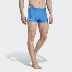 Classic 3-Stripes Swim Boxers. Białe bokserki męskie Adidas, bez wzorów, z materiału. Za 128.00 zł.