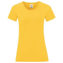 Koszulka Damska Z Bawełny Czesanej Iconic. Brązowe bluzki damskie Fruit of the Loom, bez wzorów, z bawełny, bez kołnierzyka. Za 35.99 zł.