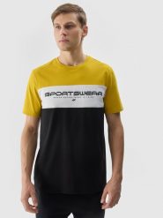 4F T-shirt z nadrukiem męski - żółty S. Żółte t-shirty męskie 4f, m, bez wzorów, z bawełny, bez kołnierzyka. W wyprzedaży za 39.99 zł.