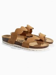 BACKSUN Skórzane klapki "Sechura" w kolorze jasnobrązowym rozmiar: 42. Brązowe klapki damskie Backsun, bez wzorów, bez obcasa. Za 130.99 zł.