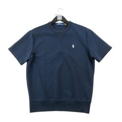 Bluza męska z okrągłym dekoltem z białym haftowanym konikiem. Niebieskie bluzy bez kaptura męskie Ralph Lauren, l. Za 207.36 zł.