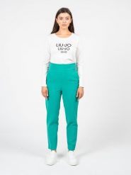 Liu Jo Spodnie | CF2035 T2200 | Kobieta | Zielony. Zielone spodnie materiałowe damskie Liu Jo, bez wzorów, z elastanu, eleganckie, z podwyższonym stanem. W wyprzedaży za 369.00 zł.