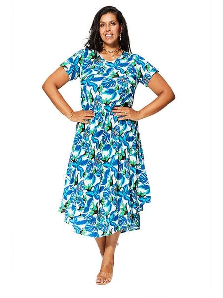 Aller Simplement Sukienka w kolorze biało-niebieskim rozmiar: 54-58. Białe sukienki damskie Aller Simplement, bez wzorów, z wiskozy, klasyczne, bez kołnierzyka, bez ramiączek, maxi. Za 78.99 zł.