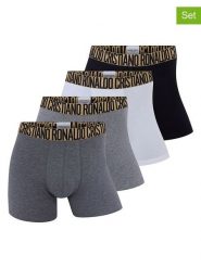 CR7 Bokserki (4 pary) w kolorze szarym, białym i czarnym rozmiar: XL. Białe bokserki męskie CR7, bez wzorów. Za 86.99 zł.