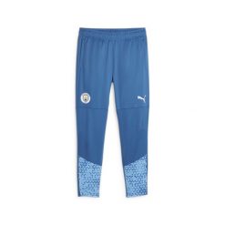 Spodnie treningowe Manchester City 2023/24. Niebieskie spodnie dresowe męskie Puma, z dresówki. W wyprzedaży za 212.00 zł.
