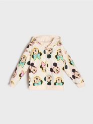 Bluza z kapturem we wzór Minnie Mouse - begonia. Bluzy i bluzki niemowlęce Sinsay, bez wzorów, bez ramiączek, z kapturem. Za 25.99 zł.