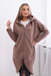 Bluza ocieplana długa mocca. Bluzy z kapturem damskie KESI, l, z bawełny. Za 355.46 zł.