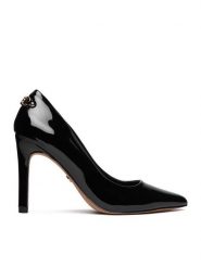 Nine West Szpilki EO-CD25-363-1 Czarny. Czarne szpilki Nine West, bez wzorów, ze skóry, bez obcasa. Za 279.99 zł.