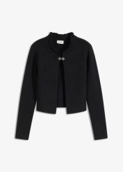 Sweter rozpinany w ludowym stylu. Białe kardigany damskie bonprix, bez wzorów, ze splotem. Za 149.99 zł.