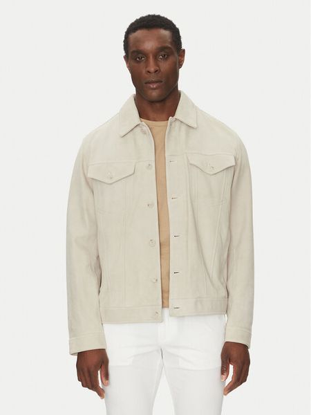 BOSS Kurtka skórzana 50538002 Biały Regular Fit. Białe kurtki męskie Boss, m, bez wzorów, ze skóry, bez kaptura. Za 1,259.00 zł.