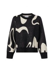 Nümph sweter z dzianiny - NUMitzy Kobiety Sztuczne włókno czarny|biały, XL. Białe swetry klasyczne damskie Nümph, xl, z dzianiny, bez kołnierzyka. Za 229.95 zł.