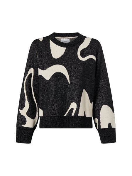 Nümph sweter z dzianiny - NUMitzy Kobiety Sztuczne włókno czarny|biały, XL. Białe swetry klasyczne damskie Nümph, xl, z dzianiny, bez kołnierzyka. Za 229.95 zł.
