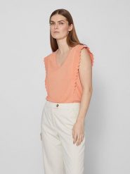 Vila Top w kolorze pomarańczowym rozmiar: L. Pomarańczowe topy damskie Vila, l, bez wzorów, bez kołnierzyka. Za 41.49 zł.
