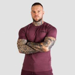 Koszulka męska fitness slim bakłażanowa TRN. Fioletowe t-shirty sportowe męskie GYMBEAM, m, z bawełny, bez ramiączek, na fitness i siłownię. Za 72.90 zł.