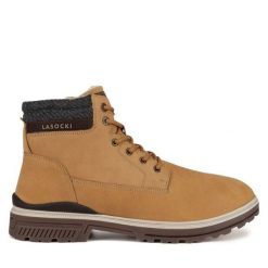 Trapery Lasocki. Brązowe buty zimowe męskie Lasocki, bez zapięcia. Za 279.99 zł.