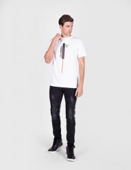 Les Hommes T-shirt "Vertical Line" | LJT201 700P | Vertical Line | Mężczyzna | Biały. Białe t-shirty męskie Les Hommes, m, bez wzorów, z bawełny, bez kołnierzyka. W wyprzedaży za 249.00 zł.
