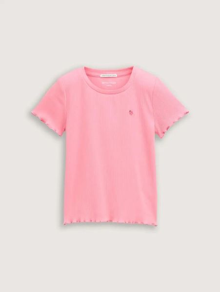KOSZULKA T-SHIRT DZIEWCZĘCY TOM TAILOR PRĄŻKOWANA. Czerwone koszulki dziewczęce Tom Tailor, bez wzorów, z bawełny, bez ramiączek. Za 47.97 zł.