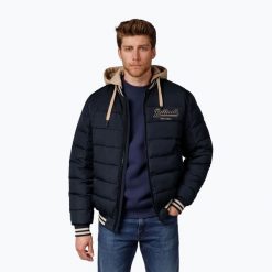 Kurtka męska Pitbull Hidden Quilted Hooded. Niebieskie kurtki męskie PITBULL, l, bez wzorów, z materiału, sportowe, bez kaptura. Za 299.99 zł.