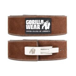 4-calowy skórzany pasek dźwigniowy- Brązowy. Brązowe paski męskie GORILLA WEAR, bez wzorów, sportowe. Za 297.00 zł.
