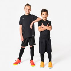 Koszulka termoaktywna krótki rękaw unisex Kipsta Keepdry 500. Czarne bielizna termoaktywna męska KIPSTA, bez wzorów, z dzianiny. Za 59.99 zł.