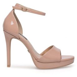 Sandały Nine West. Brązowe sandały damskie Nine West, bez wzorów, bez obcasa, na szpilce. Za 160.99 zł.