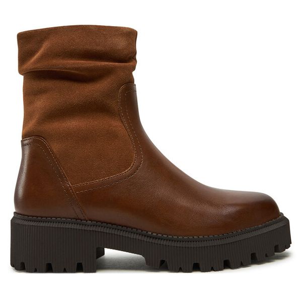 Botki Caprice. Brązowe botki damskie Caprice, bez obcasa, na płaskiej podeszwie, bez zapięcia. Za 399.99 zł.