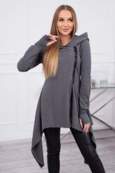 Bluza z kapturem i suwakiem na boku grafitowa. Szare bluzy z kapturem damskie KESI, l, z bawełny. Za 271.84 zł.